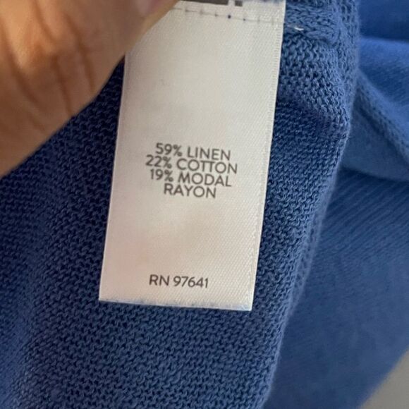 J Jill Blue Linen Cotton Blend Oversized long-sleeve Shirt Size M - Picture 4 of 8